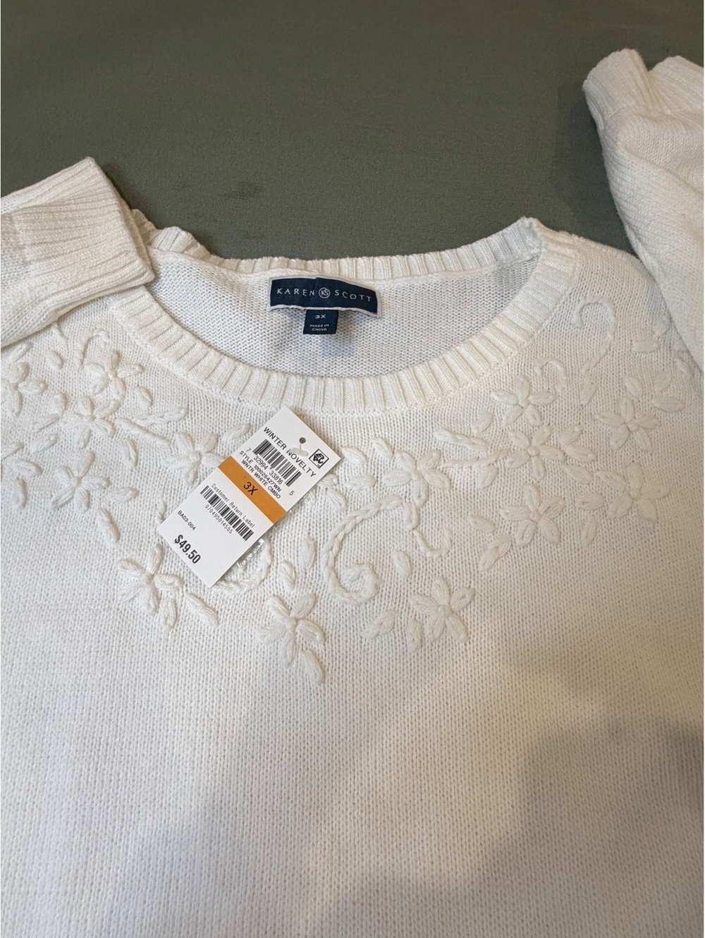 NWT Karen Scott White Sweater 3X
